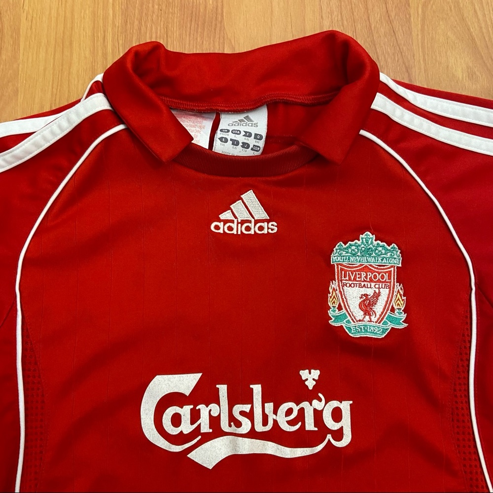 Vintage Adidas Liverpool Football Carlsberg Logo Jersey Size Youth Small - Picture 2 of 10